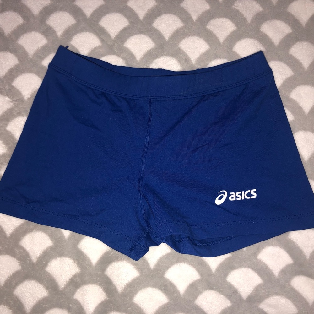 asics royal blue spandex shorts